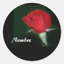 Etiqueta Engomada con Rosa Roja Round Sticker