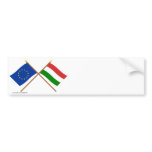 EU and Hungary Crossed Flags bumper stickers