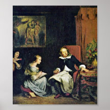 Eugene Delacroix - Milton dictating Paradise Poster