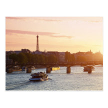 Europe, France, Paris (75), Tourist Boat on Post Card