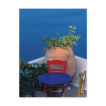Europe, Greece, Santorini. Terrace with sea view