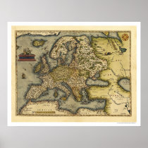 Europe Map By Ortelius 1570 Print