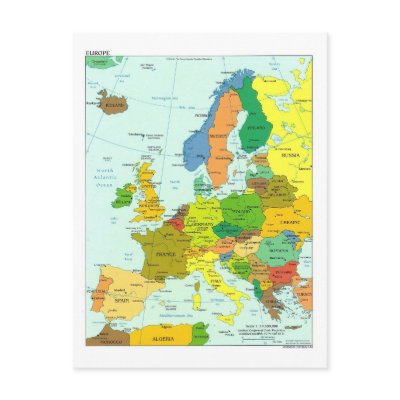 Europe map Post Card