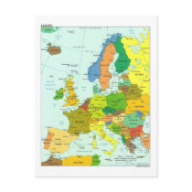 Europe map post card