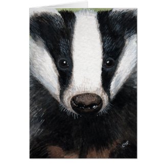 European Badger Portrait Painting Note Card