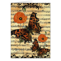 European Butterfly with Poppy Greeting Card