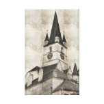 Evangelic church tower drawing canvas print