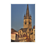 Evangelic church tower stretched canvas prints