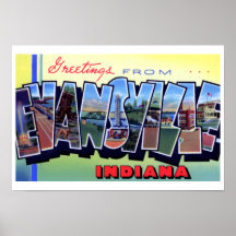 Evansville Indiana Large Letter Greeting Print