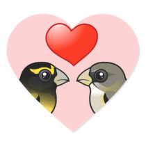 Evening Grosbeaks in Love Heart Sticker