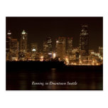 Evening in Downtown Seattle Postcard