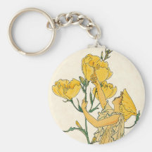 Evening Primrose by Walter Crane, 1889 Keychain