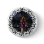 Evening Stroll Gothic Fantasy Redhead Girl Pinback Button