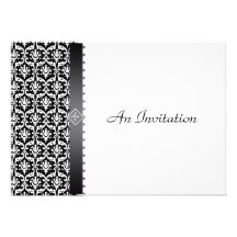 Evening Wedding Reception Black & White Damask Personalized Invite