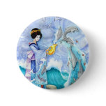 Eventide 2" Button, Geisha Dolphin Surreal Art