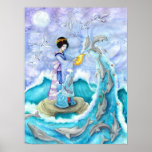 Eventide Fine Art Print Poster, Geisha Dolphin Art