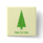 Evergreen Fir Tree. Green Yellow. Christmas Custom buttons