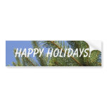 Evergreen Tree and Blue Sky Holiday Bumper Sticker