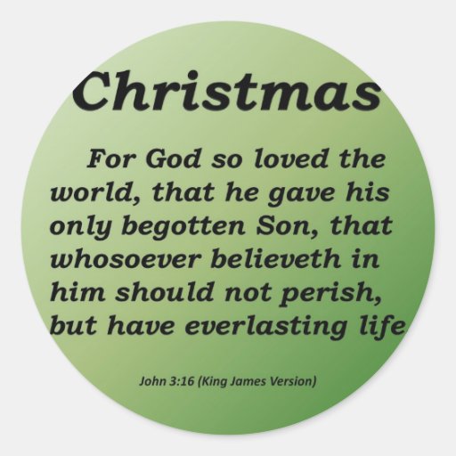 Everlasting Life Christmas John 3-16 Round Sticker