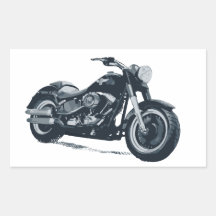 Every Boy loves a Fat Blue American Motorcycle Rectangle Sticker