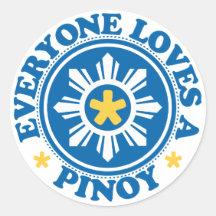 Everyone Loves a Pinoy - Blue Round Stickers