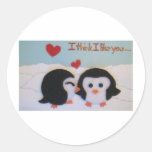 Everyone loves penguins! round stickers