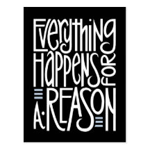 Everything Happens Black Postcard
