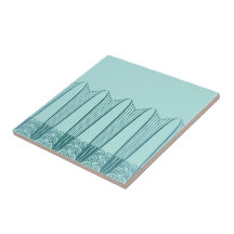 EVE'S BALCONY, Art Deco Ironwork in Aqua and Teal Ceramic Tile