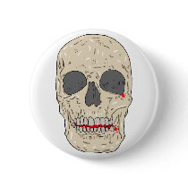 Evil, bloody and ravaged skull buttons