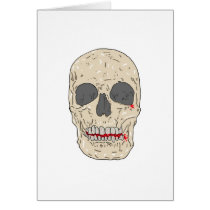 Evil, bloody and ravaged skull greeting cards