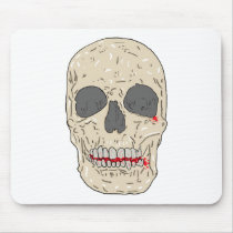 Evil, bloody and ravaged skull use pad