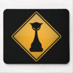 Evil Cat Warning Sign mousepads