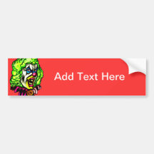 Evil Clown In Curled Wig Bumper Sticker