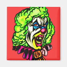 Evil Clown In Curled Wig Refrigerator Magnet