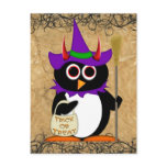 Evil Penguin Halloween Witch Postcard