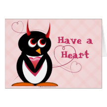Evil Penguin Have a Heart Card