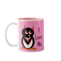 Evil Penguin I LOVE ME Mug