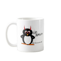 Evil Penguin says - GO AWAY mug