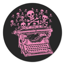 Evil Pink Typewriter Sticker