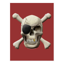 Evil Pirate Skull & Crossbones Post Card
