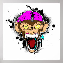 EVIL SCREAMING MONKEY BRAIN! POSTER