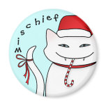 Evil white Christmas kitty mischief magnets