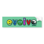 EVOLVE with Six Symbols of Peace and Progress bumper stickers