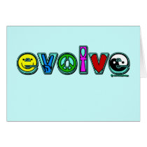 EVOLVE with Six Symbols of Peace and Progress Greeting Card