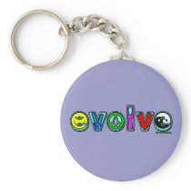 EVOLVE with Six Symbols of Peace and Progress Keychain