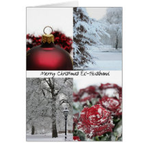 Ex-Husband Christmas Red Winter collage Greeting Card