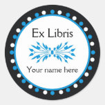 Ex Libris Bookplate - Blue white Polka Dots Stickers