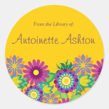 Ex Libris Floral Label Sticker