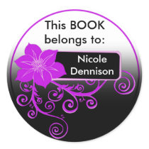 Ex Libris Sticker (floral purple)