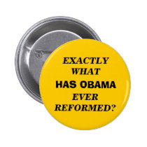 EXACTLY WHAT HAS OBAMA EVER REFORMED? buttons